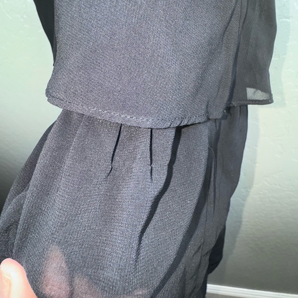 American Eagle Black Tiered Chiffon Mini Dress Size 0 Y2K - Picture 3 of 4